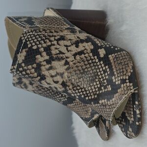 Treasure & Bond Faux Snakeskin Open-Toe Ankle Boots, Size 8.5